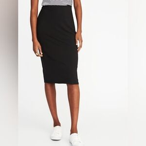 Old Navy jersey-knitted midi fitted black pencil skirt